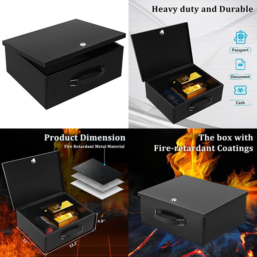 Portable Metal Safe Box with K - Fire Safe Document recensione e prezzo