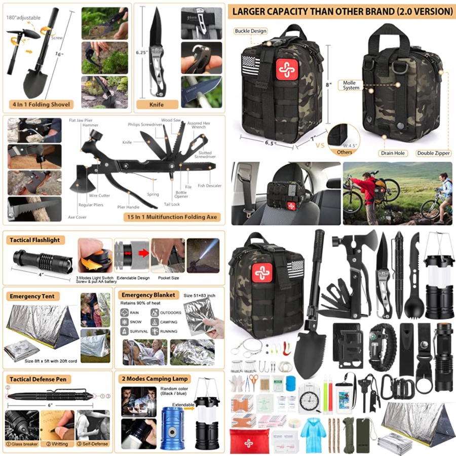 Survival Kit, 250Pcs Survival  - First Aid Bag Kit recensione e prezzo